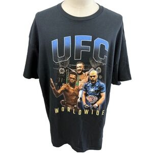 UFC Worldwide Black Graphic Tee Shirt McGregor Adesanya Jones 2024 MMA